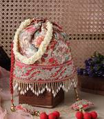   jashn edit beige faux silk floral printed potli