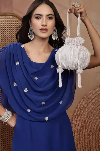   noor edit pure ivory satin sequin embellished potli