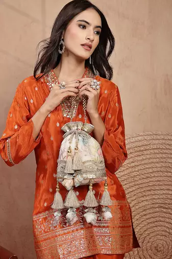   jashn edit ivory organza silk watercolor printed potli