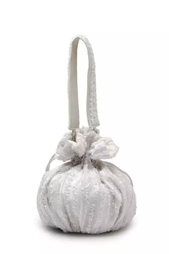   noor edit pure ivory satin sequin embellished potli
