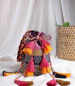   jashn edit rani pink faux silk floral brocade potli
