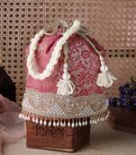   jashn edit rani pink faux silk floral jacquard potli