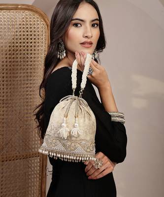  jashn edit champagne faux silk floral jacquard potli 2