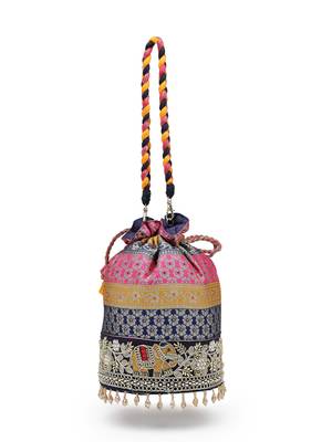  jashn edit rani pink faux silk floral brocade potli 5