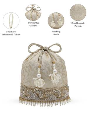  jashn edit champagne faux silk floral jacquard potli 3