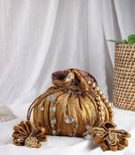   jashn edit copper faux silk floral embellished potli