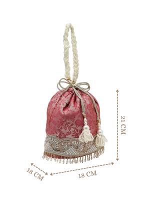 jashn edit rani pink faux silk floral jacquard potli 4