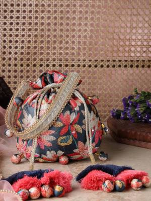  jashn edit deep navy floral printed potli 1