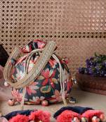   jashn edit deep navy floral printed potli