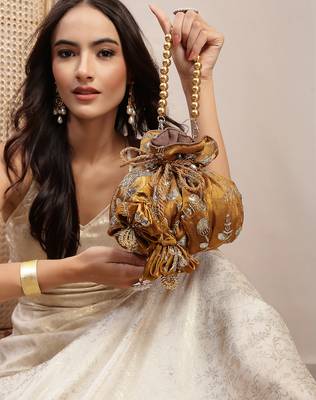  jashn edit copper faux silk floral embellished potli 2