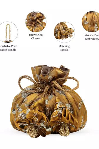   jashn edit copper faux silk floral embellished potli