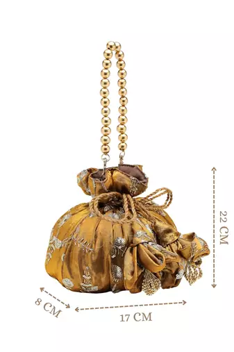   jashn edit copper faux silk floral embellished potli