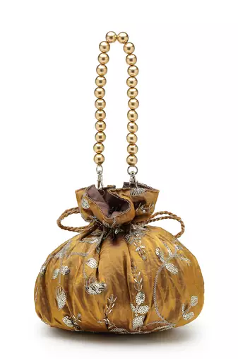   jashn edit copper faux silk floral embellished potli