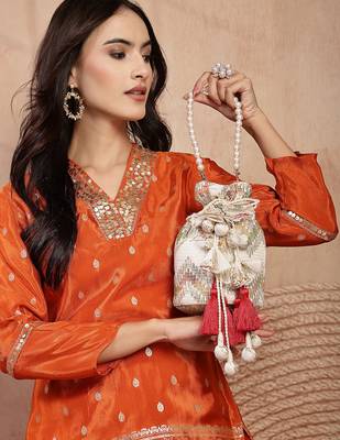  jashn edit ivory faux silk chevron woven potli 2