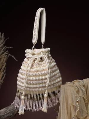  dewdrop fringe champagne gold velvet beaded potli 1