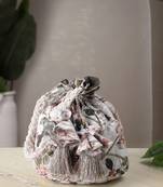  jashn edit ivory faux silk floral printed potli