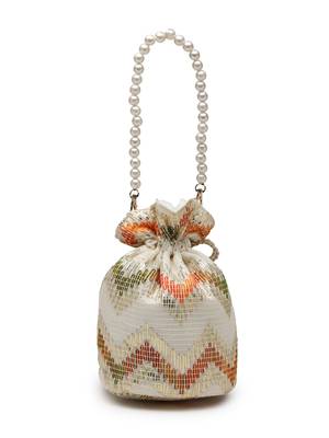 jashn edit ivory faux silk chevron woven potli 5