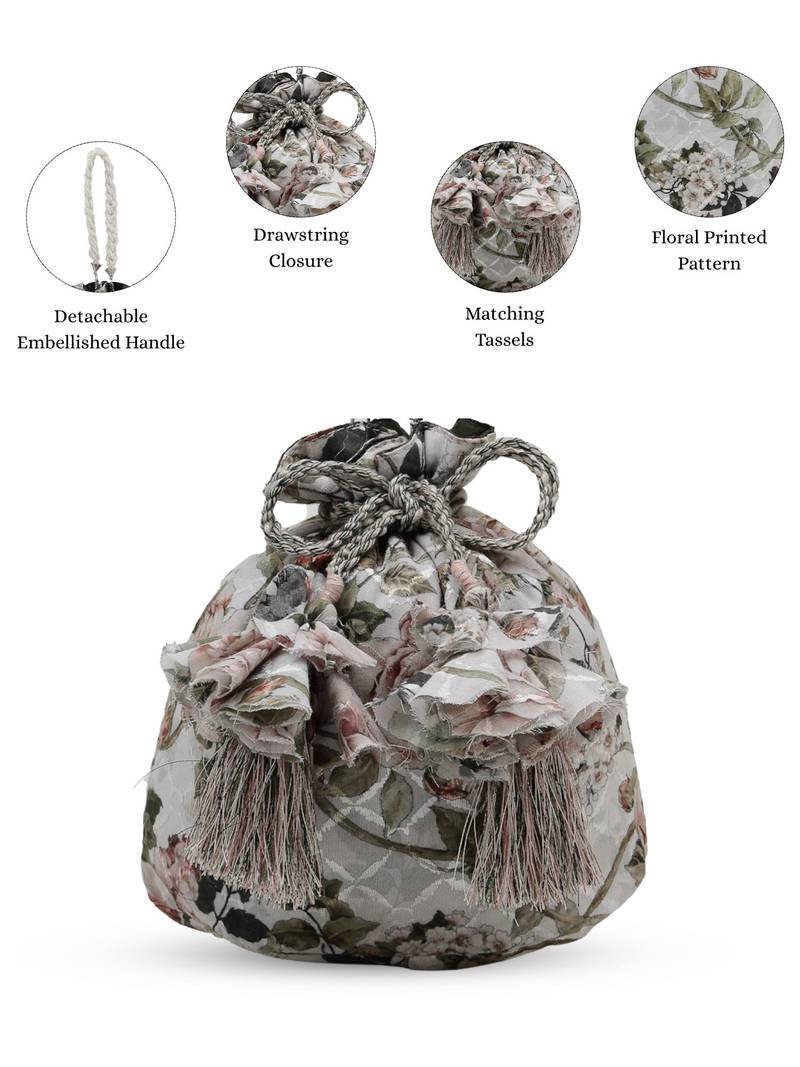   jashn edit ivory faux silk floral printed potli
