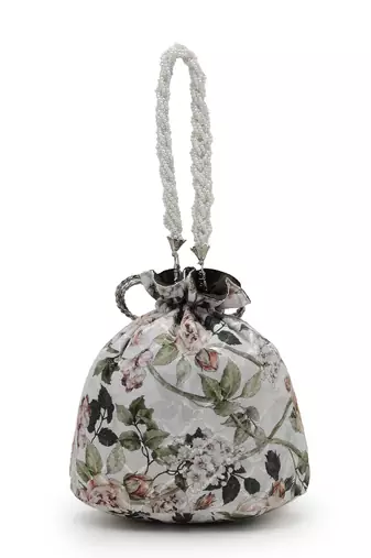   jashn edit ivory faux silk floral printed potli