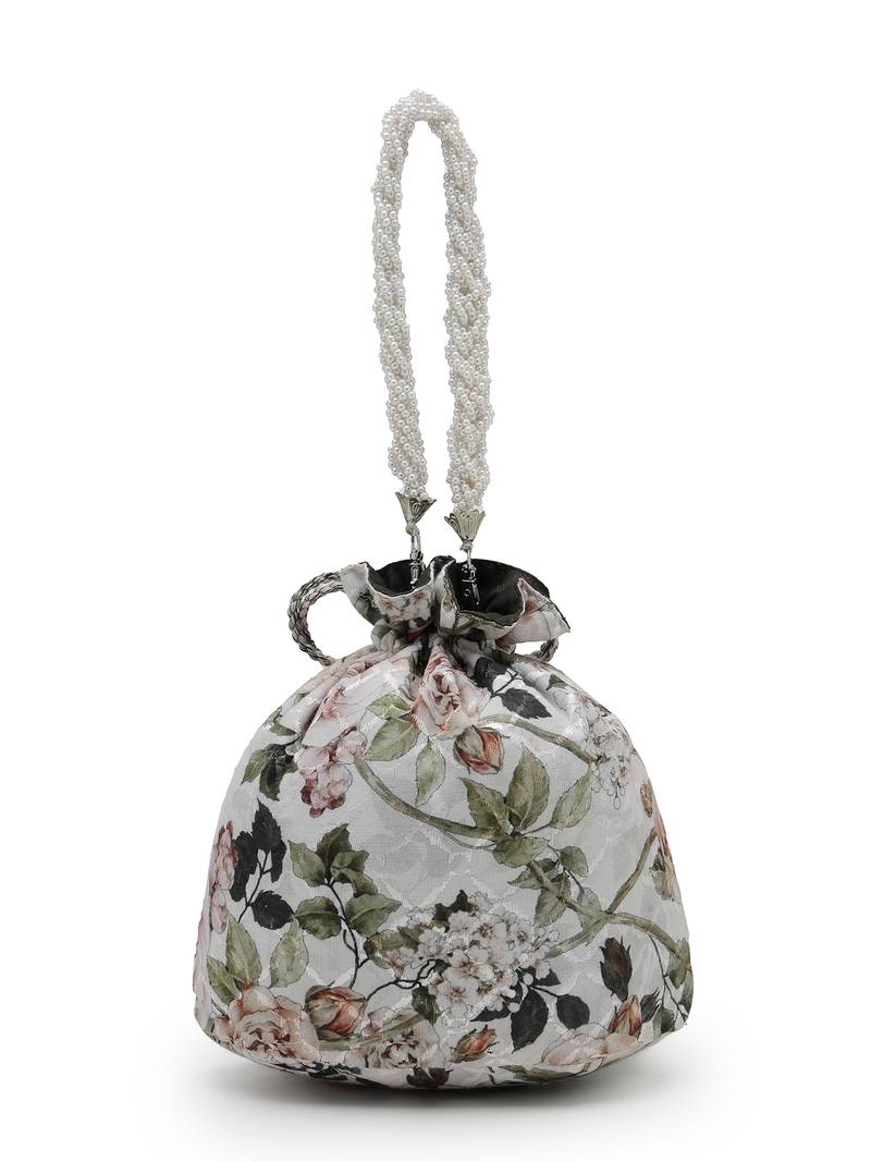   jashn edit ivory faux silk floral printed potli