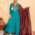 Women's Gorgeous Embroidery Work Silk Slub Fabric Flared Kurta Pant and Dupatta Set