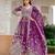 Purple heavy net long anarkali suit semi stitched collection