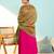 Women's Gorgeous Embroidery Work Silk Slub Fabric Flared Kurta Pant and Dupatta Set