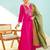 Women's Gorgeous Embroidery Work Silk Slub Fabric Flared Kurta Pant and Dupatta Set