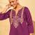 Women's Gorgeous Embroidery Work Silk Slub Fabric Flared Kurta Pant and Dupatta Set