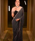 Black Color Embroidery And Sequence Work Georgette Saree