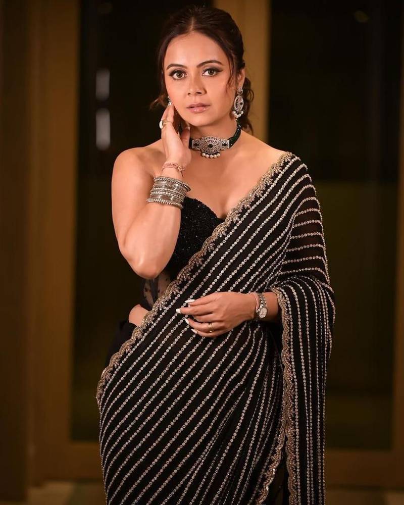 Black Color Embroidery And Sequence Work Georgette Saree
