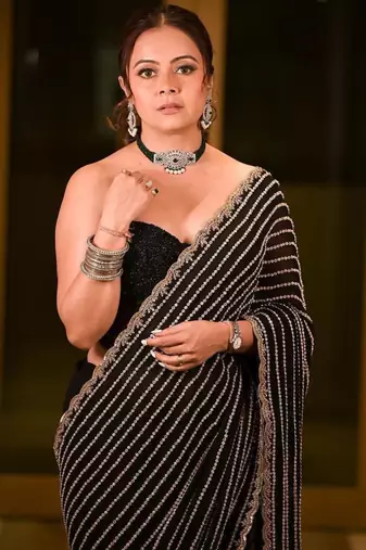 Black Color Embroidery And Sequence Work Georgette Saree