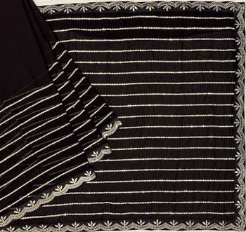 Black Color Embroidery And Sequence Work Georgette Saree 4