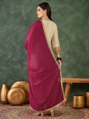 Women's Beautiful Embroidery Work Vichitra Silk Fabric Flared Anarkali Pant and Dupatta Set 4