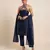 Navy blue embroidered silk kurta set