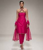 Pink embroidered silk kurta set