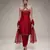 Red embroidered silk kurta set