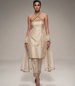 Ivory embroidered silk kurta set