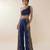 Blue embroidered silk co ord set
