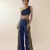 Blue embroidered silk co ord set