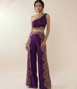 Purple embroidered silk co ord set