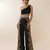 Black embroidered silk co ord set