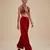 Red embroidered velvet co ord set