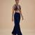 Navy blue embroidered velvet co ord set