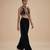 Black embroidered velvet co ord set