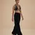 Black embroidered velvet co ord set