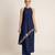 Navy blue embroidered raw silk co ord set