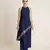 Navy blue embroidered raw silk co ord set