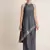 Grey embroidered raw silk co ord set