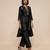 Black embroidered raw silk kurta set